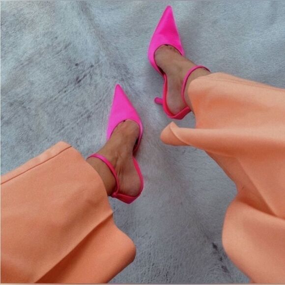 Zara Neon Pink High Heels Size 7 - Picture 16 of 16